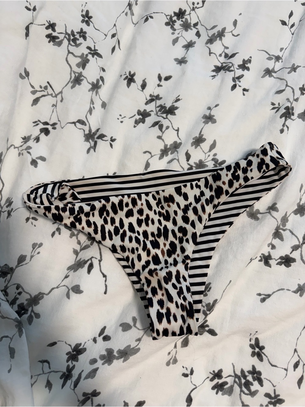 Victoria's Secret Black and White Leopard & Stripe Bikini Bottom